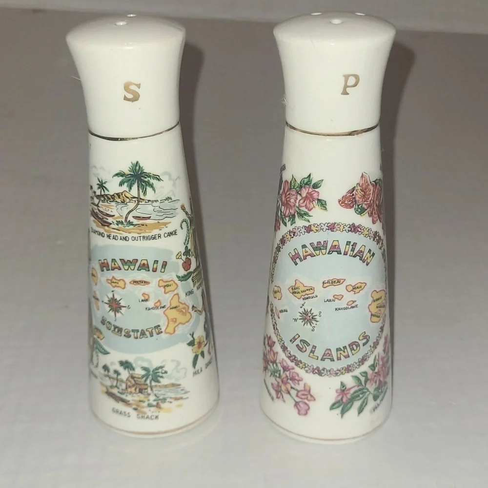 Salt & Pepper Shaker Hawaiian Souvenir purchased 1966 Ceramic Vintage